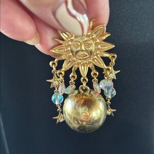 Kirks Folly Gold Sunburst pendant with Iridescent Charms